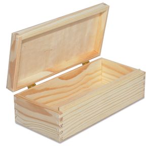 Creative Deco Holz-Kiste mit Deckel | 24 x 11,3 x 7,2 cm | Unlackierte Holz-Box | Kleine Aufbewahrungs-Box | Holz-Schatulle für Lagerung der Wertsachen, Werkzeugen und Zigarren