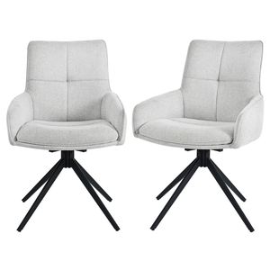 2er-Set drehbare Esszimmerstühle mit 360° Funktion, ergonomischem Leinenstoff, 10 cm dicker Polsterung, stabilen Pyramidengestell, Grau