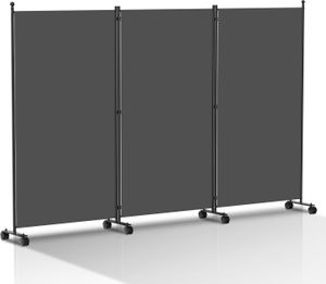 Jopassy Paravent mit Rollen 3 teilig Anthrazit 263x181 cm Faltbarer Raumteiler Outdoor Trennwand Garten Sichtschutz Raumtrenner