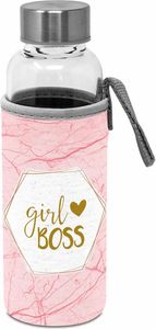 PPD sklenená fľaša Girlboss, s ochranným krytom, fľaša, sklenená fľaša, fľaša na pitie, borosilikátové sklo, 350 ml, 461321