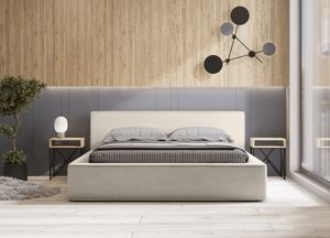 QUARTO Das Doppelbett MOLLY 180/200 Designerbett mit Bettkasten & Lattenrost (cremig)