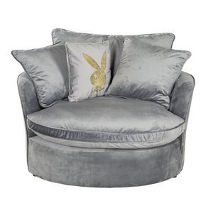 PLAYBOY - Drehsessel/Loveseat "ELOISE" Fernsehsessel inkl. 4 Kissen, gepolsterte Sitz- und Rückenlehne, 360° Drehfunktion, Samtstoff in Anthrazit