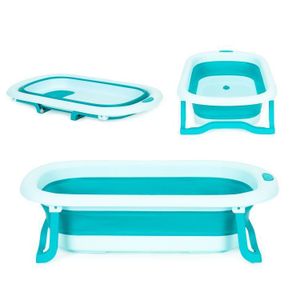 ecotoys - Wanienka dla niemowląt, składana wanienka turystyczna z odpływem, różowa