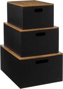 Aufbewahrungsboxen mit Bambusdeckel - 3er-Set Aufbewahrungsboxen mit Bambusdeckel - 3er-Set