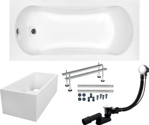 BADLAND Badewanne Rechteck Aria 170x70 mit Ablaufgarnitur, Füßen und Wannenträger GRATIS