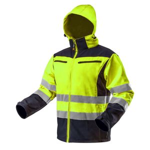 Softshellová výstražná bunda s reflexními pruhy neonově žlutá XXL