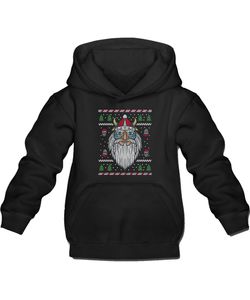 Wikinger Viking Nordisch Weihnachten Ugly Christmas Sweater Kinder Kapuzenpullover Hoodie, Schwarz, 104