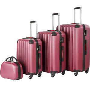 4dílná sada pevných kufříků Pucci, 3 vozíky a kosmetický kufřík z odolného plastu ABS