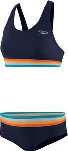 Speedo U-Back Bikini Damen Frauen Retro Style u-förmigen Rückenausschnitt, Farbe:Blau, Größe:40