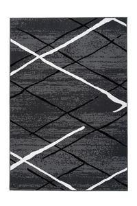 Kayoom - Kurzflor Teppich Vancouver 110 Anthrazit / Schwarz / Weiß Grösse: 200cm x 290cm