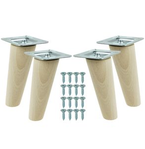 Möbelfüße 10 cm Höhe Holzfüße schräg aus Buche Holzmöbelfüße Tischbeine Möbelbeine Holz Schrank Beine Kegel 4 Stück