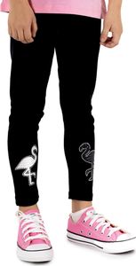 Mädchen Leggings lange Leggings mit 3D-Applikation schwarzer Flamingo 122-128 YOCLUB