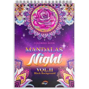 Colorya Nacht Vol. II Mandala Malbuch für Erwachsene – Entspannendes A4 Anti-Stress Ausmalbuch – Spiral Malbücher mit schwarzem Hintergrund, ohne Durchdrücken - Mandalas für Erwachsene