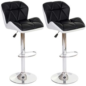 sada 2 barových stoliček HWC-A92, barová stolička, výškově nastavitelná Imitace kůže  černá