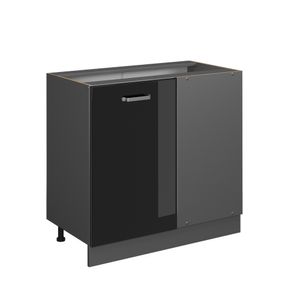 Vicco Eckschrank R-Line, 86 cm ohne Arbeitsplatte, Schwarz Hochglanz/Anthrazit