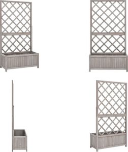vidaXL Záhradná mriežka s kvetinovým boxom sivá 70x30x135 cm jedľové drevo - vyvýšený záhon - vyvýšené záhony - drevený kvetináč - kvetinový box