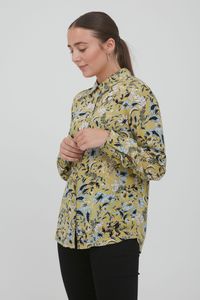 ICHI IHVERA SH3 Damen lange Bluse Langarm Klassische Bluse mit Muster Viskosebluse Regular Fit