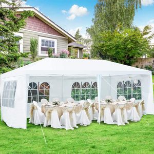 COSTWAY 3x6m Gartenpavillon Partyzelt mit 4 abnehmbaren Seitenwänden inkl. Tragetasche Weiß