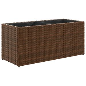 vidaXL Pflanzkübel 2 Töpfe Braun 72x30x32 cm Poly-Rattan