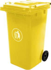 Gelbe Kunststoff-Mülltonne auf Rädern 240 l