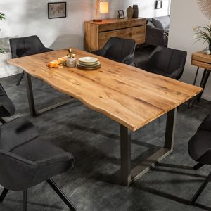 Massiver Design Esstisch LIVING EDGE 160cm Wildeiche geölt 3,5cm Tischplatte Holztisch Tisch Konferenztisch