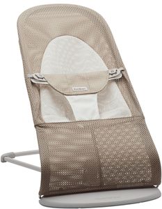 BABYBJÖRN Babywippe Balance Soft Mesh Grau beige Weiß mit hellgrauem Rahmen