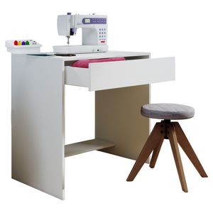 VCM Holz Eckschreibtisch Winkeltisch Schreibtisch Computertisch Schublade Nitolda weiß