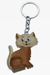 Schlüsselanhänger Taschenanhänger Katze Braun  groß ca 11cm mit Strasspfote 