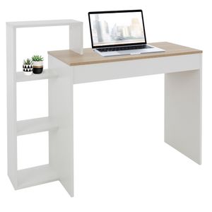 ML-Design Schreibtisch mit Regal, 110x72x40 cm, Weiß/Sonoma-Eiche, aus Holz, 3 Einlegeböden, 2-in-1 System, Arbeitstisch Bürotisch Computertisch PC Tisch für Zuhause/ Arbeitszimmer