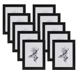 10er Set Bilderrahmen, Artos Stil Holzrahmen Fotogalerie Glasscheibe Farbe: schwarz Größe: 30x40 cm