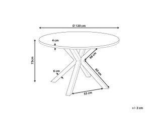 BELIANI Gartentisch Grau und Schwarz Aluminium ⌀ 120 cm für 4 Personen Keramikglasplatte Rund X-Beine Outdoor Terrasse Balkon Möbel Garten Ausstattung