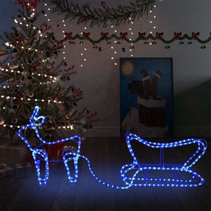 vidaXL Weihnachtsdekoration Rentiere und Schlitten Outdoor 252 LEDs