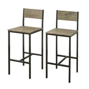 SoBuy Sada 2 barových stoličiek Barové stoličky s operadlom Pultové stoličky s podnožkou, výška sedadla 67 cm FST53x2