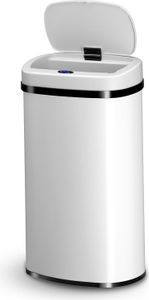 Juskys Automatik Mülleimer mit Sensor 60L rechteckig - elektrischer Deckel - Weiß