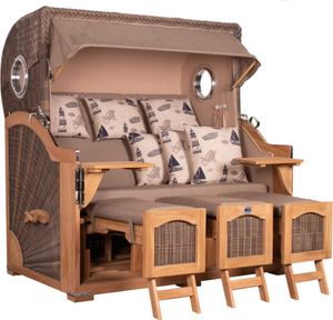 Strandkorb Düne Grande XXL Bullauge Teak PE grey Dessin 540