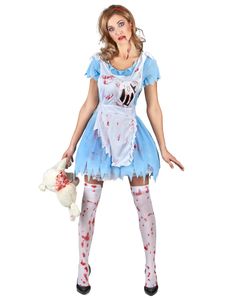 Alice-Horrorkostüm Halloween-Damenkostüm blau-weiss