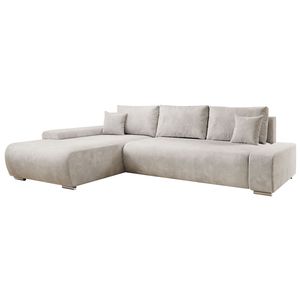Juskys Sofa Iseo Links - L Form, Schlaffunktion, Stoff, modern & bequem - Couch Beige