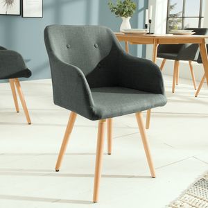 Retro Design Stuhl SCANDINAVIA MEISTERSTÜCK grau mit Armlehne Esszimmerstuhl Armlehnstuhl