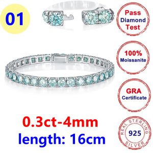Damen-Tennisarmband mit 0,5 vollem Moissanit-Diamant, grün, 925er Silber, feines Schmuck-Tennisarmband für Damen und Herren