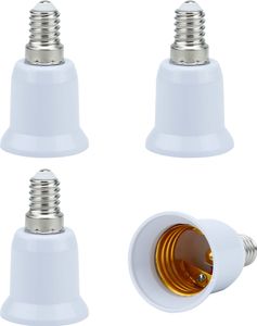 Intirilife E14 do E27 adapter gniazda lampy w kolorze BIAŁYM - 4x adapter lampy do konwersji z E14 na E27 - zestaw 4 konwerterów do gniazd lamp do żarówek, LED, halogenów, lamp energooszczędnych