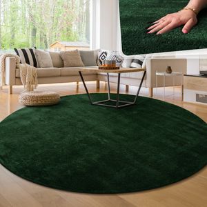 Teppich Wohnzimmer Kurzflor Waschbar Weich Modernes Einfarbiges Muster Grösse 160 cm Rund