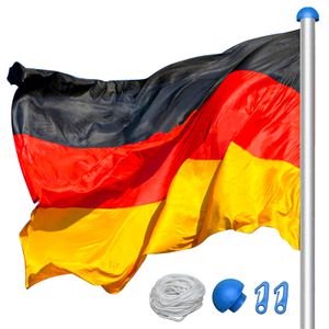 EINFEBEN Fahnenmast Fahnenmasten Aluminium Fahnenmast 6,5m Flaggenmast Deutschland Fahne Flagge Alu fahnenmasten