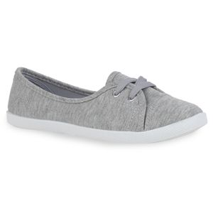 Mytrendshoe Sportliche Damen Ballerinas Stoff Slipper Sneaker Flats Schnürer 71109, Farbe: Grau, Größe: 40 Mytrendshoe Sportliche Damen Ballerinas Stoff Slipper Sneaker Flats Schnürer 71109, Farbe: Grau, Größe: 40