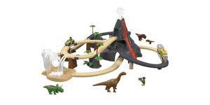 Playtive Eisenbahn-Set Dinoland aus Buchenholz Spielzeug 49 tlg.