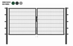 Alberts Doppeltor Flexo mit Zubehör | verschiedene Breiten und Höhen | anthrazit | Breite 200 cm | Höhe 160 cm