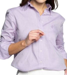 TOMMY HILFIGER Damen Langarm-Hemd modisches Damen Blusen-Hemd WW0WW26858 V09 Violett, Größe:32