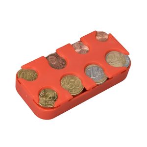 kwmobile Münzbox für Euro Münzen - 8 Fächer von 1 Cent bis 2 Euro - Münzhalter Münzsammler - Münzspender Sortierer in Orange