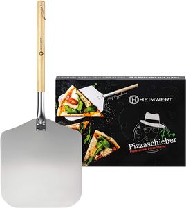 HEIMWERT Pizzaschieber Pizzaschaufel Pizza Schieber - Massive und extrem robuste große Pizza Schaufel aus Metall und Holz