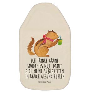 Mr. & Mrs. Panda Wärmflasche Eichhörnchen Smoothie - Weiß - Geschenk, Wärmekissen, Kinderwärmflasche, Körnerkissen, lustige Sprüche, Wärmflasche mit Bezug, Tiere, Diät