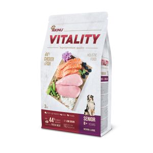Akinu VITALITY Kuřecí & rybí granule krmivo pro seniorní psy středně velkých / velkých plemen 3 kg